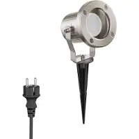 Ledscom.de : Projecteur extérieur à picots, modèle MIBU, en acier inoxydable chromé mat, avec lampe LED GU10, variateur 3 niveaux, lumière blanche, 609 lumens