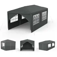 Sonstiges Tente de réception 3x6 mètres, imperméable, idéale pour les fêtes, le jardin ou les activités en extérieur, avec protection UV et 6 parois latérales, de couleur anthracite
