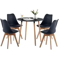 Sonstiges Table ronde, dimensions 80x80x73 cm, pieds en bois massif, couleur noire, hauteur réglable