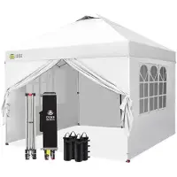 Sonstiges Pavillon pop-up de 3x3 mètres, imperméable, avec 4 panneaux latéraux, protection UV 50+, hauteur réglable, de couleur blanche