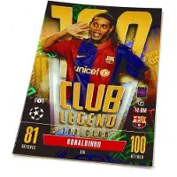 Hasbro Match Attax Extra 2023/24 Card. 336 Ronaldinho / 100 Club