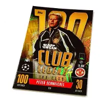 Hasbro Match Attax Extra 2023/24 Card. 334 Peter Schmeichel / 100 Club