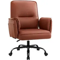 IWMH Chaise de bureau , Chaise de bureau ergonomique avec accoudoirs, Canapé en cuirPolyuréthaneavec roulettes, Réglable en hauteur Fauteuil de direction pour bureau, salon - Marron
