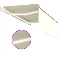 vidaXL Store automatique avec rouleau LED Capteur de vent 3,5 x 2,5 m Crème