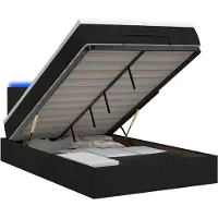 vidaXL Coffre de lit avec matelas et éclairage LED, noir, 120 x 190 cm, revêtement en tissu