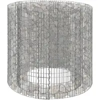 Relaxdays , gabion rond pour jardin, bac de culture surélevé, panier en pierre, fil de 3,5 mm, plantable, HxØ : 80x90 cm, mur de gabions, acier, argenté