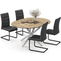 Vicco Ensemble de table à manger Loyd Chêne rustique/Gris 120x120cm avec 4 chaises de salle à manger, noir, Model 63006
