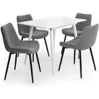 Vicco Ensemble table à manger Beaver Blanc 110x70cm avec 4 chaises, gris, Model 62748