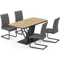 Vicco Ensemble de table à manger Fenaro Chêne de force doré/Noir 120x80cm avec 4 chaises de salle à manger, gris, Model 62991