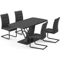 Vicco Ensemble de table à manger Fenaro Noir 120x80cm avec 4 chaises de salle à manger, noires, Model 62996