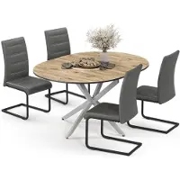 Vicco Ensemble de table à manger Loyd Chêne rustique/Gris 120x120cm avec 4 chaises de salle à manger, gris, Model 63007