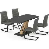 Vicco Ensemble de table à manger Fenaro Noir/Chêne de force doré 120x80cm avec 4 chaises de salle à manger, gris, Model 62995