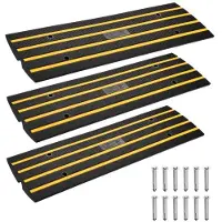 Vevor Rampe de Seuil Hauteur 6,5 cm 3PCS Rampes Trottoir Caoutchouc Capacité Charge 15 T Rampe Accès Fauteuil Roulant Antidérapante Extensible pour Quai Chargement Garage Entrée Porte 122x40,5x6,5 cm