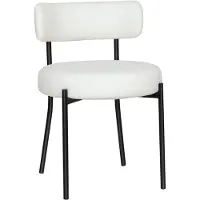 Puluomis : Ensemble de 8 chaises de salle à manger, chaises de cuisine, fauteuils rembourrés avec dossier, housse amovible, laine bouclée, couleur blanche
