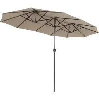 Markenlos Grand parasol double 220 × 400 cm avec système de sangles - Résistant au vent, stable et avec protection UV pour terrasse, balcon et jardin