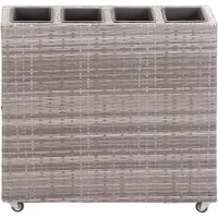 vidaXL Parterre de jardin surélevé avec 4 pots 80x22x79 cm Poly rotin gris