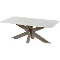 MASSIVMOEBEL24.DE MASSIVMOEBEL24 | Table basse 120x60 marbre blanc / pied central fer au look antique laiton BARCELONA #304