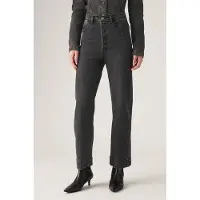 Levi's pour femme. A8718-0000 Jean Ribcage Straight Ankle Tailored black (26/29), Noir, Casuel, Coton, Denim