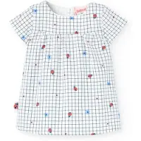 Boboli Poplin Check Short Sleeve Dress Blanc 18 Months Fille