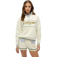 Superdry Country Club Loose Half Zip Sweatshirt Beige 2XS Femme
