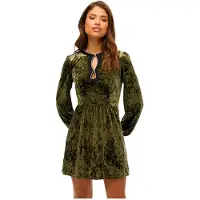 Superdry Diamante Long Sleeve Short Dress Vert S Femme