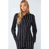 Balmohk Stripes Pocket Long Sleeve Shirt Noir XS Femme