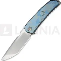 We Knife Couteau pliant Capstan, Blue Terrain Titanium, Hand Polished Satin