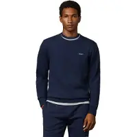 Hackett London pour homme. HM5800089 Sweat à col ras du cou avec logo bleu marine (S), Casuel, Coton