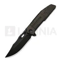 We Knife Couteau pliant Barracks, Bronze Titanium, Black Stonewash