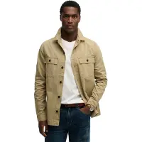 Superdry pour homme. M4011143A Chemise Military beige (L), Casuel, Manche longue, Tissu