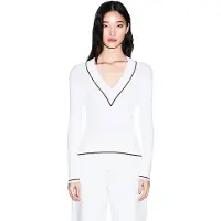 Armani Exchange pour femme. XW002242AF10352U1003 Pull à col en V noir (M), Casuel, Viscose, Manche longue