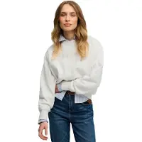 Superdry pour femme. W2012635A Sweat Script Brand Loose blanc cassé (L), Casuel, Coton, Manche longue