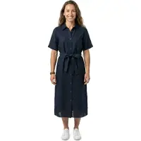 Gant 4503495 Linen Short Sleeve Long Dress Noir 36 Femme