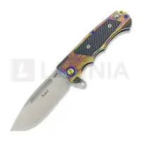 Andre de Villiers Couteau pliant Ratel Satin, Acid Rain & Black/Blue Carbon Fiber
