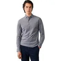Hackett pour homme. HM5500041 polo piqué manches longues coupe classique gris (L), Casuel, Coton, Manche longue