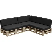 POOM Coussins de palette, Coussin de palette, Coussin de jardin, PFBG (3X Set (120x80 + 120x35), Graphit)