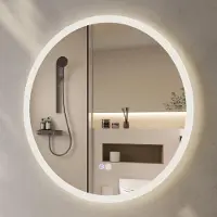 HOROW Miroir de salle de bain Miroir de salle de bain avec éclairage 80 cm LED Miroir rond Smart Miroir mural avec interrupteur tactile Antibuée