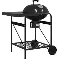 vidaXL 42003856, Barbecue, Charbon de bois (combustible), Extérieur, Terrasse, Chariot, Grille, Noir