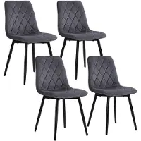 Relaxdays , ensemble de 4 chaises de salle à manger, revêtues en velours, pieds en métal, capacité de 120 kg, idéales pour le salon et la cuisine, chaise de cuisine rembourrée, couleur anthracite