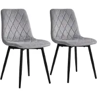 Relaxdays , ensemble de 2 chaises de salle à manger, tissu velours, pieds en métal, capacité de 120 kg, idéales pour le salon et la cuisine, chaise de cuisine rembourrée, couleur gris