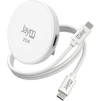 Jaym , Chargeur sans fil pour iPhone et smartphones Qi, compatible MagSafe, 25W, avec support, blanc