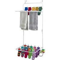 Relaxdays , étendoir à linge pour porte, à suspendre, longueur de séchage de 4,9 mètres, 2 ailes pliables, en acier, séchoir à linge à suspendre, blanc