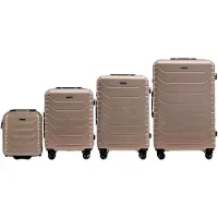 Markenlos Ensemble de valises Wings Crake comprenant 4 pièces : grande valise, valise moyenne, valise cabine et valise de taille idéale pour les voyages en avion, 100% polycarbonate, robuste, couleur or