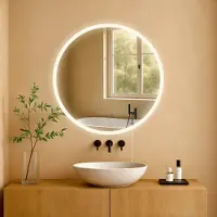 BellaFurn Miroir de salle de bain Laconia avec éclairage LED et fonction anti-buée | Couleur : transparent/verre | Dimensions : 60 x 3,5 x 60 cm