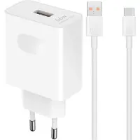 Huawei Chargeur d'origine SuperCharge 66W, 6A, 1 port USB-A, câble 66A inclus, couleur blanche