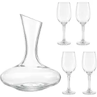 Relaxdays , ensemble de 4 verres à vin, capacité de 360 ml, carafe, 1,8 l, adaptés au lave-vaisselle, verres, verres à vin avec pied, transparents