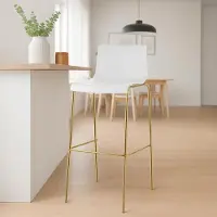 BellaFurn Ensemble de 2 tabourets de bar Hover en plastique | Couleur : Blanc | Dimensions : 43 x 48 x 100 cm