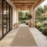 Paco Home Tapis d'extérieur, résistant aux intempéries, pour balcon ou salon, style bohème, motif uni, aspect sisal, couleur marron/beige, dimensions 80x250 cm