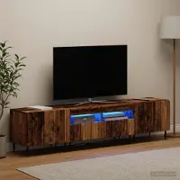 Prolenta Meuble TV LED exclusif - Ensemble de 3 pièces - ZWOLLE - Bois de récupération et panneaux de particules