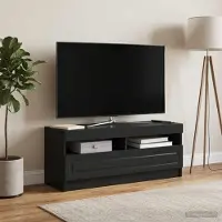 Prolenta Maison Exclusive - Meuble TV LED, bois composite, couleur noire